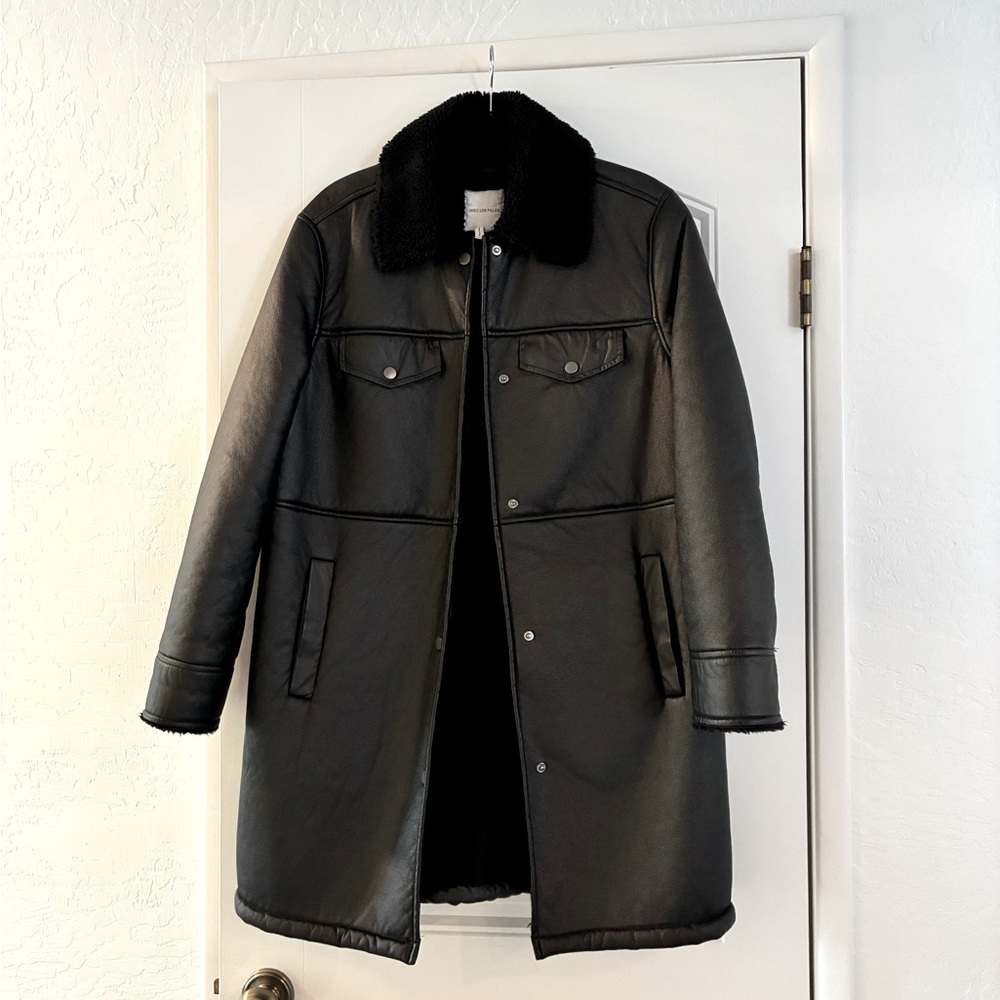 Leather and Sherpa Coat